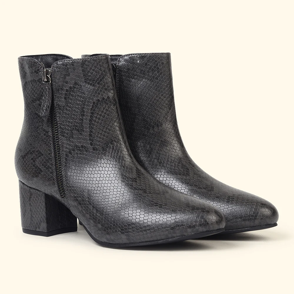 Midnight Faux Sheen Ankle Length Boots for Women - Image 3