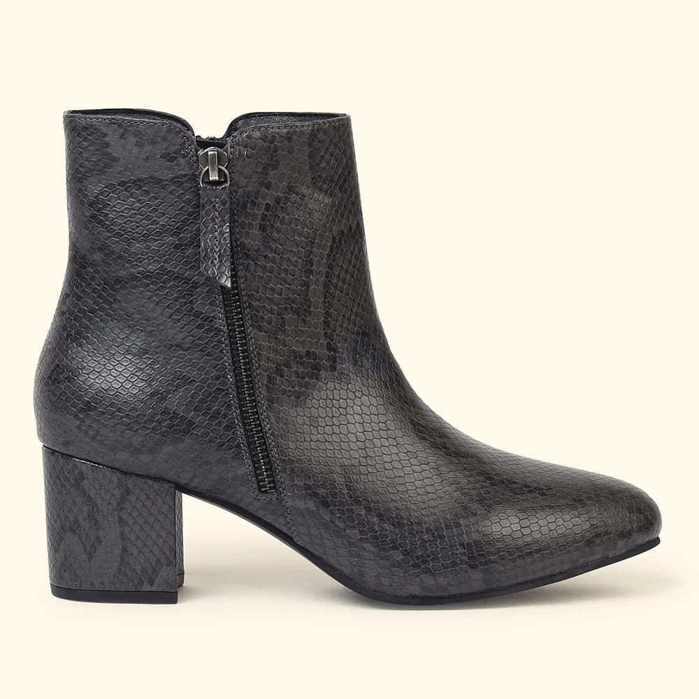 Midnight Faux Sheen Ankle Length Boots for Women - Image 4