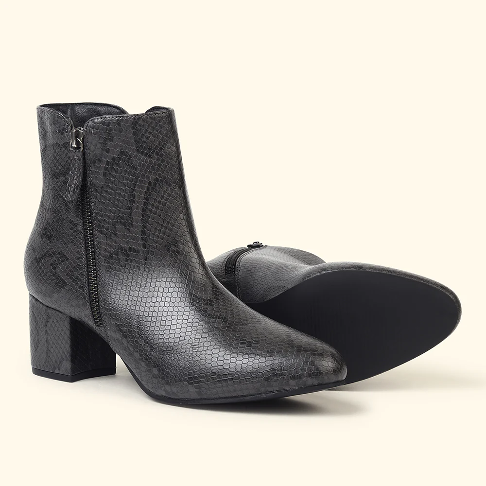 Midnight Faux Sheen Ankle Length Boots for Women - Image 6