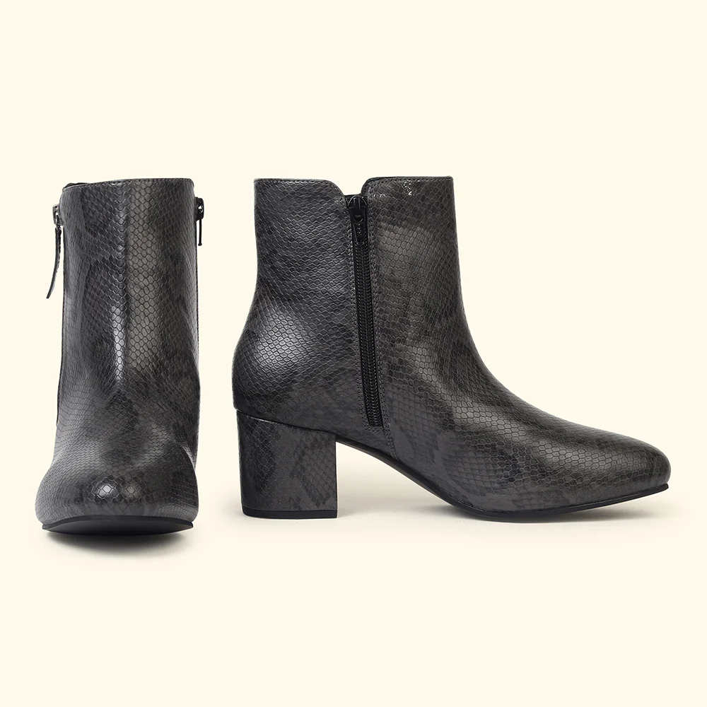 Midnight Faux Sheen Ankle Length Boots for Women - Image 7