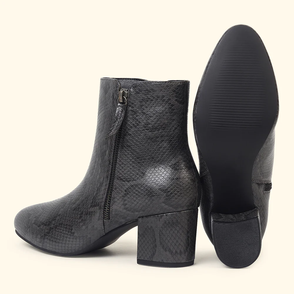 Midnight Faux Sheen Ankle Length Boots for Women - Image 8