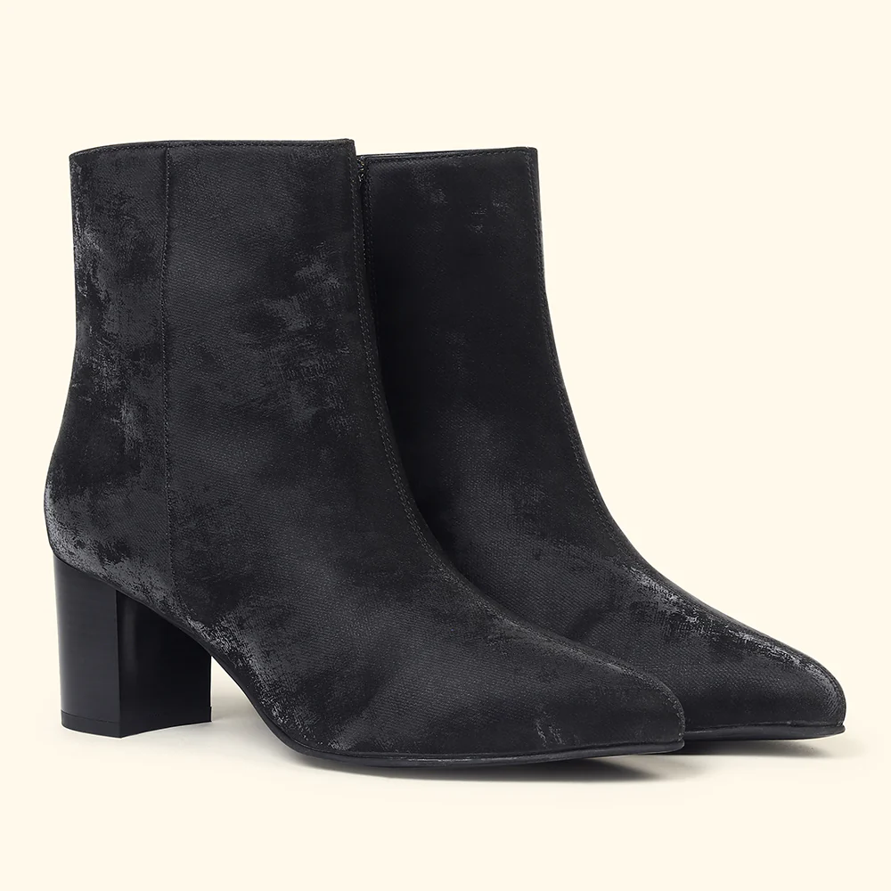 Midnight Velvet Ankle Length Boots for Women - Image 3