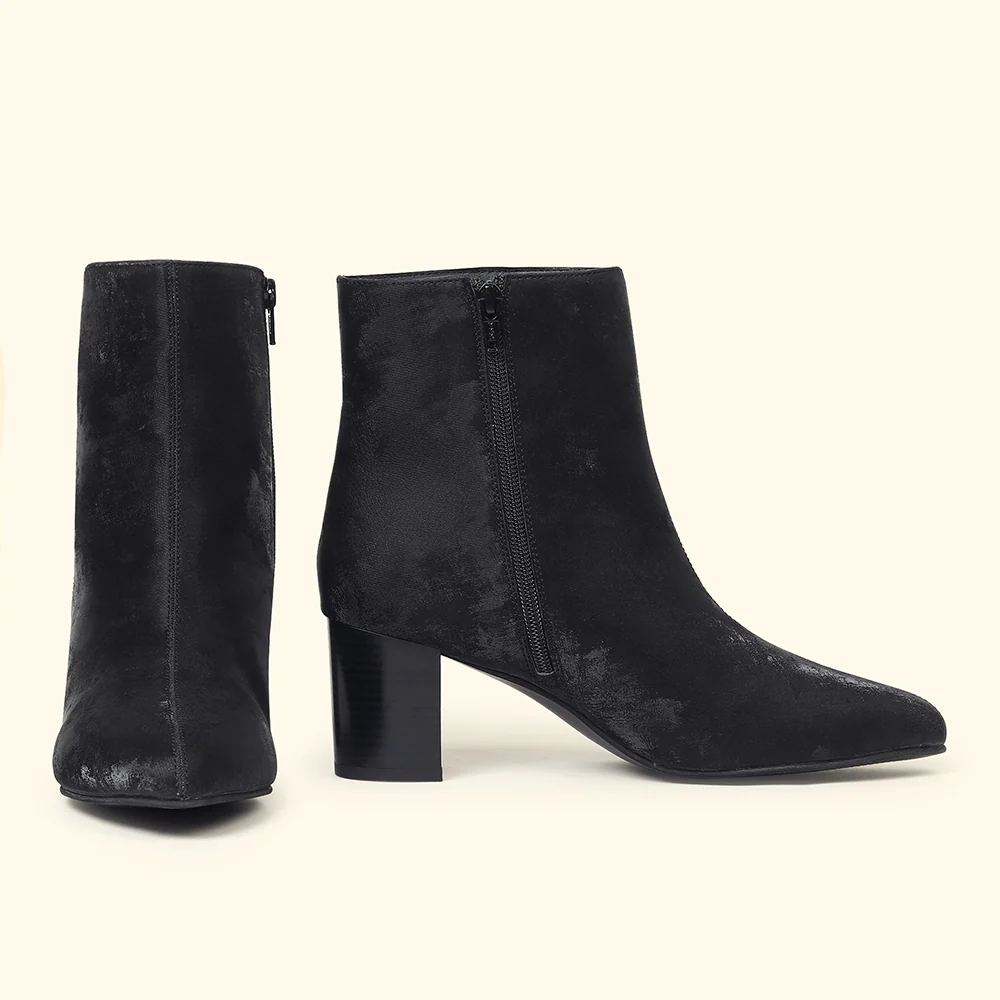 Midnight Velvet Ankle Length Boots for Women - Image 6