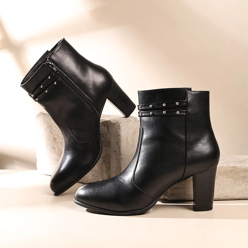 Stellar Metal Studs Ankle Length Boots for Women