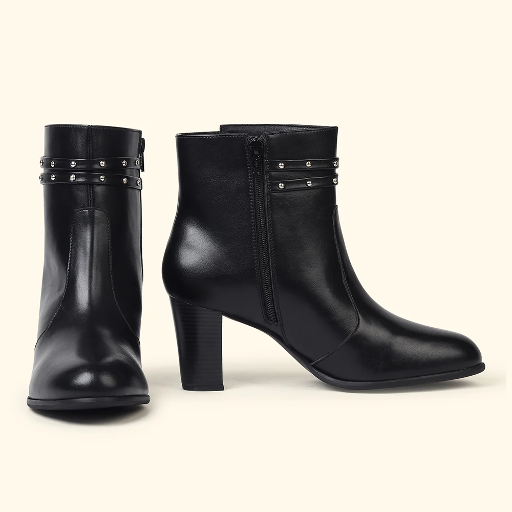 Stellar Metal Studs Ankle Length Boots for Women - Image 4