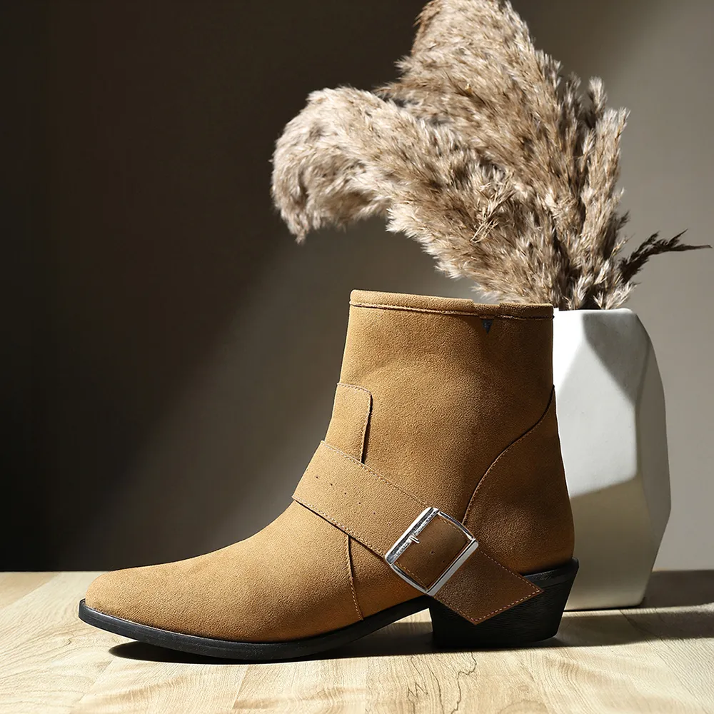 Side buckle Suede Ankle Boots for Women