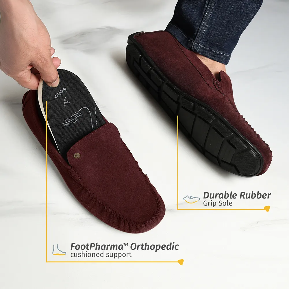 Lofos 001 for Men - Maroon Suede Loafers - Image 2