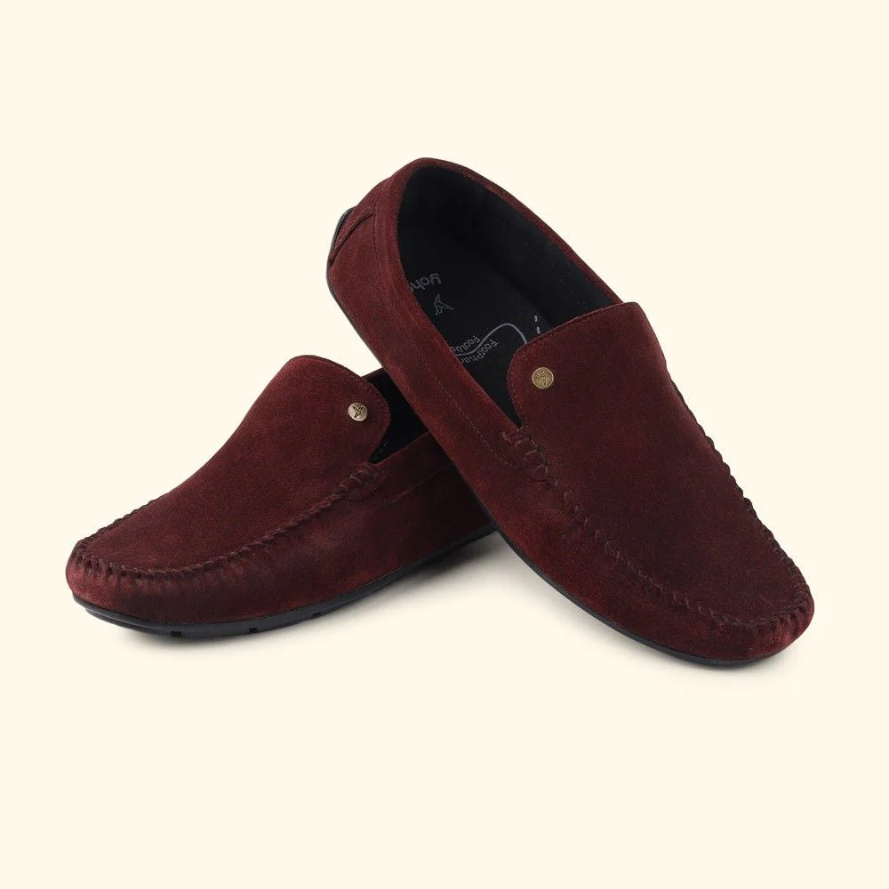 Lofos 001 for Men - Maroon Suede Loafers - Image 4