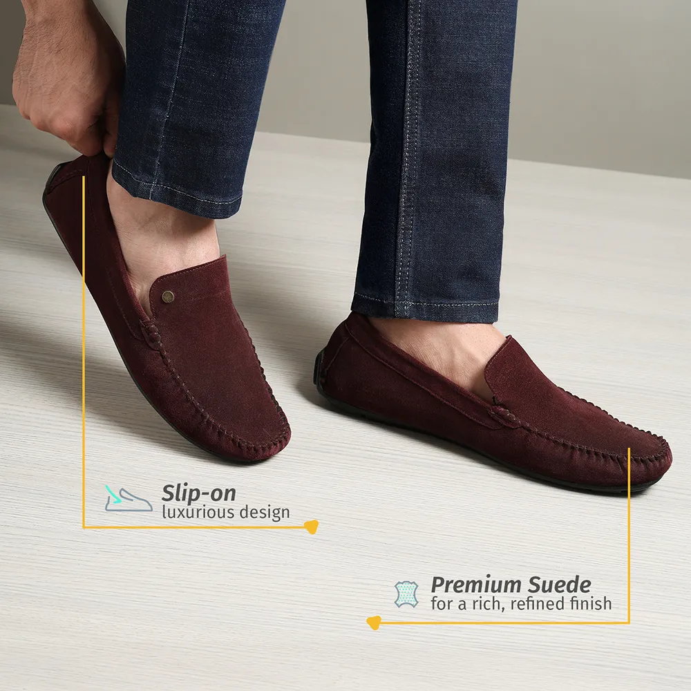 Lofos 001 for Men - Maroon Suede Loafers - Image 5