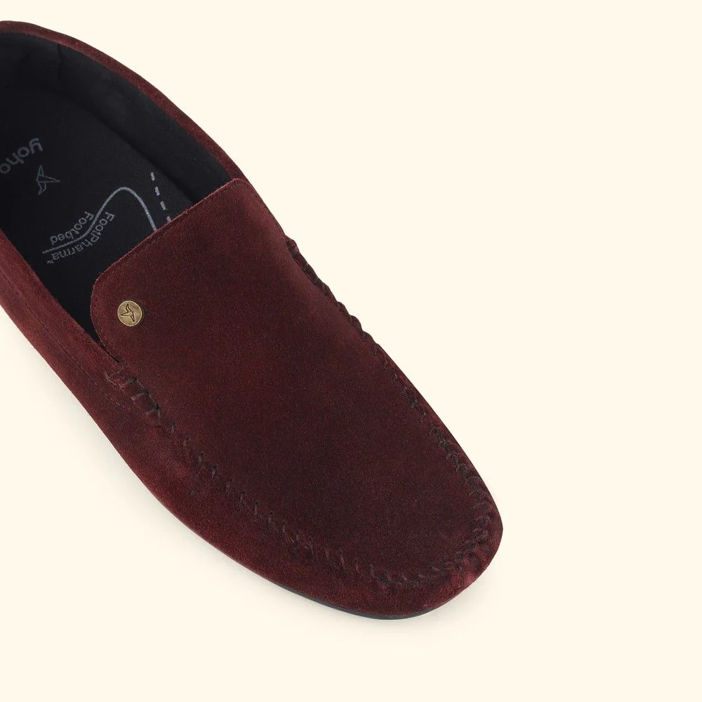 Lofos 001 for Men - Maroon Suede Loafers - Image 8