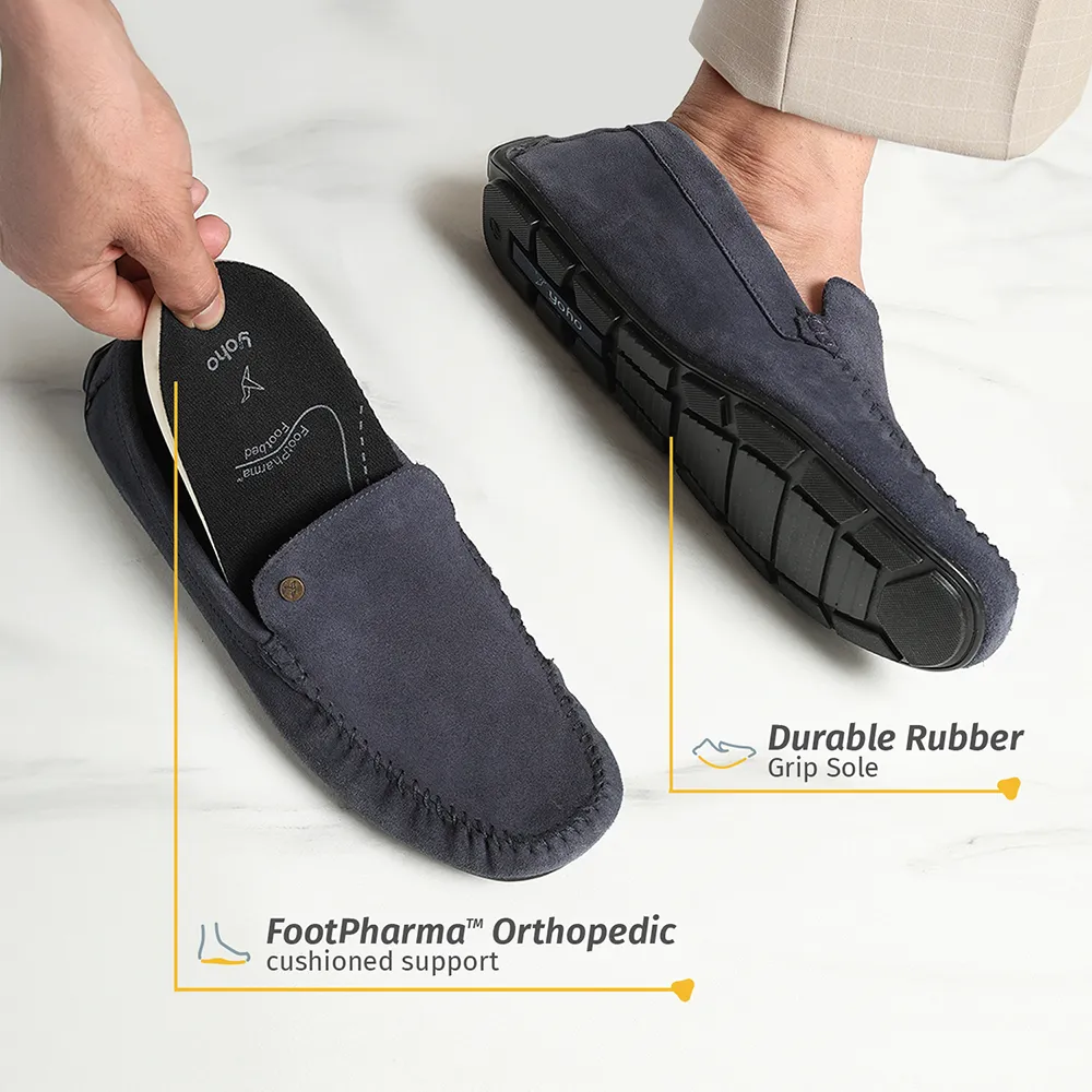 Lofos 001 for Men - Mystery Blue Suede Loafers - Image 2