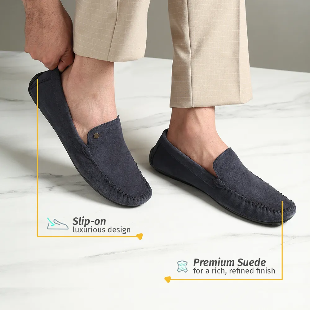 Lofos 001 for Men - Mystery Blue Suede Loafers - Image 5