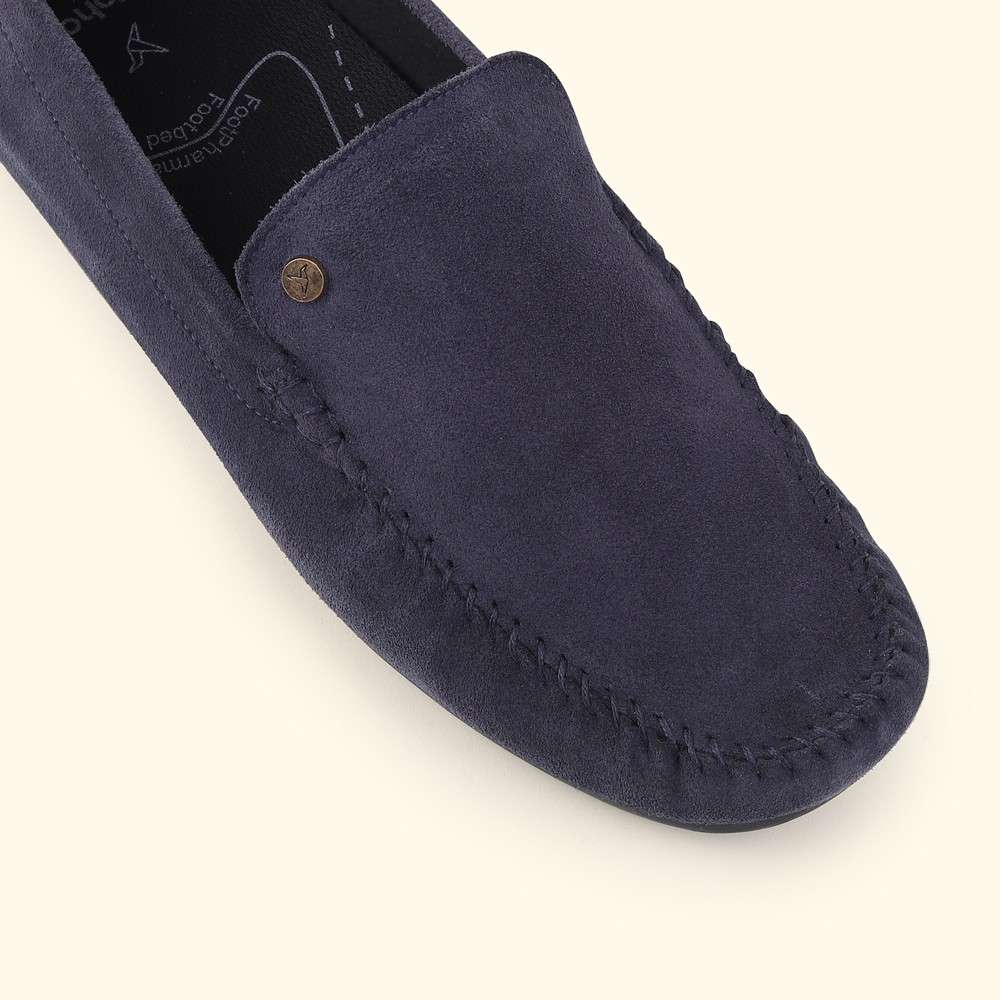 Lofos 001 for Men - Mystery Blue Suede Loafers - Image 7