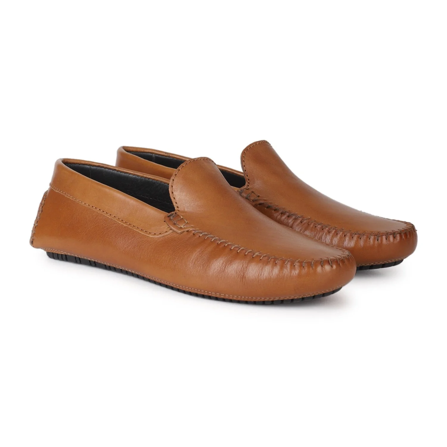 Lofos Tan Formal Leather Loafers for Men - Image 2