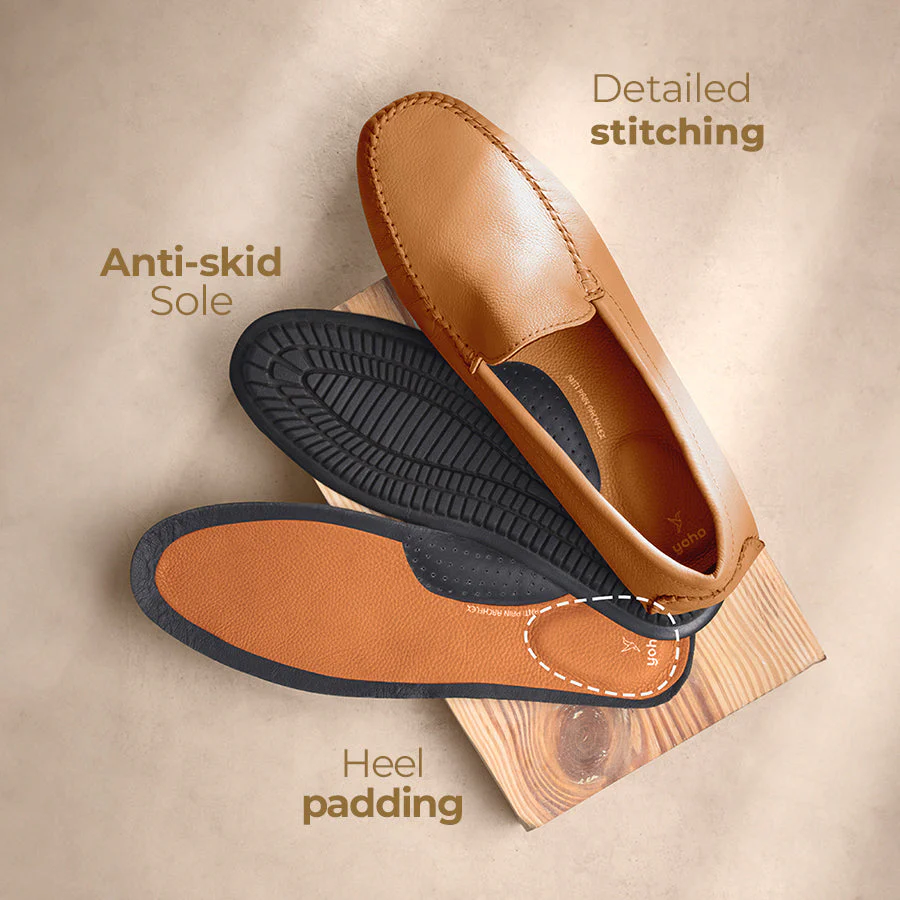 Lofos Tan Formal Leather Loafers for Men - Image 3