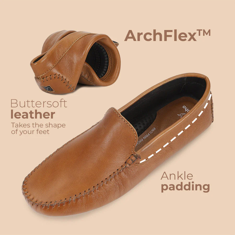Lofos Tan Formal Leather Loafers for Men - Image 4