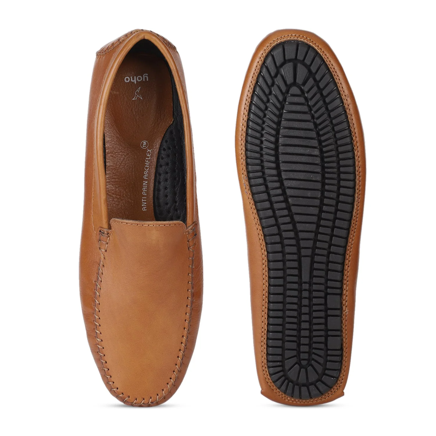 Lofos Tan Formal Leather Loafers for Men - Image 6